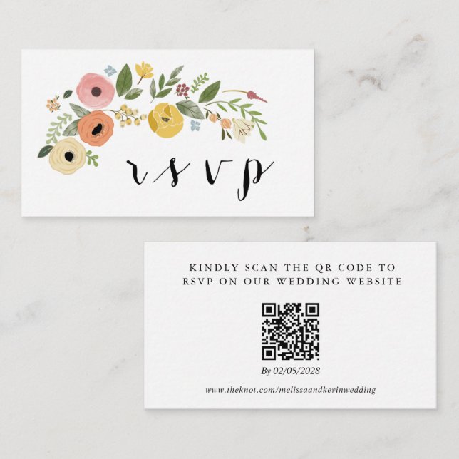 D'accompagnement Carte de réponse au code QR de RSVP de mariage (Devant / Derrière)