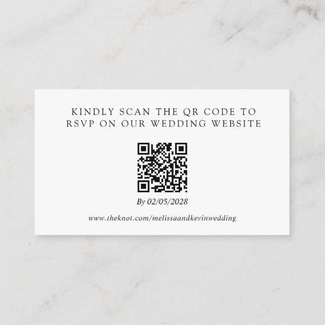 D'accompagnement Carte de réponse au code QR de RSVP de mariage (Dos)