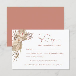 D'accompagnement Carte de réponse Boho Pampas Grass RSVP