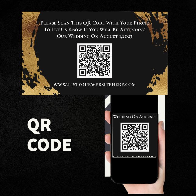 D'accompagnement Carte de réponse de code QR RSVP Black or élégant (Créateur téléchargé)