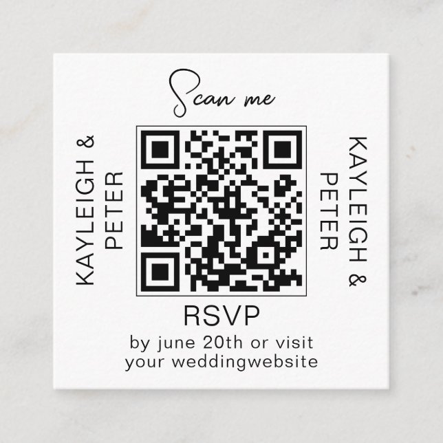 D'accompagnement Carte de réponse de mariage avec code QR et texte  (Devant)