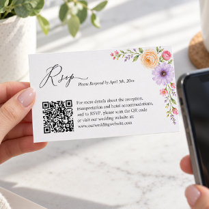 D'accompagnement Carte de réponse de mariage avec code QR floral pê