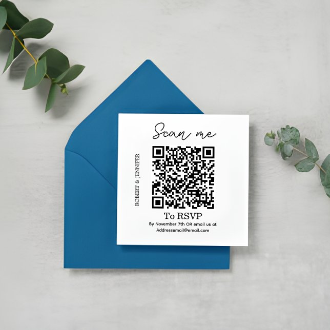 D'accompagnement Carte de réponse de mariage avec QR Code élégant,  (Elegant Wedding RSVP Card)