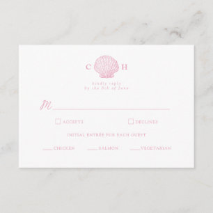 D'accompagnement Carte de réponse de mariage côtier Rose Pâle Coqui