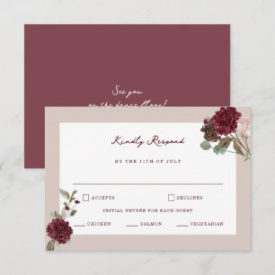 D'accompagnement Carte de réponse de mariage Deep Wine Old Money