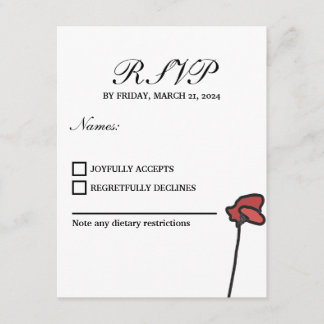 D'accompagnement Carte de réponse de mariage floral aux coquelicots