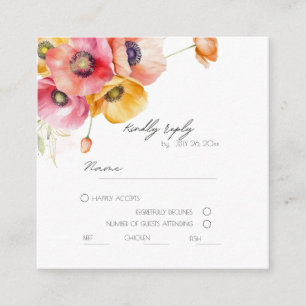 D'accompagnement Carte de réponse de mariage floral Élégantes Pavot