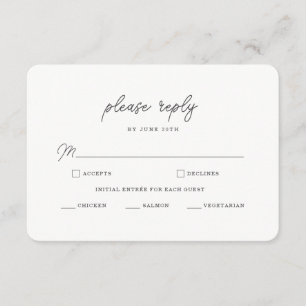 D'accompagnement Carte de réponse de mariage minimaliste noir blanc