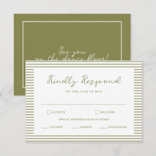 D'accompagnement Carte de réponse de mariage moderne vert olive