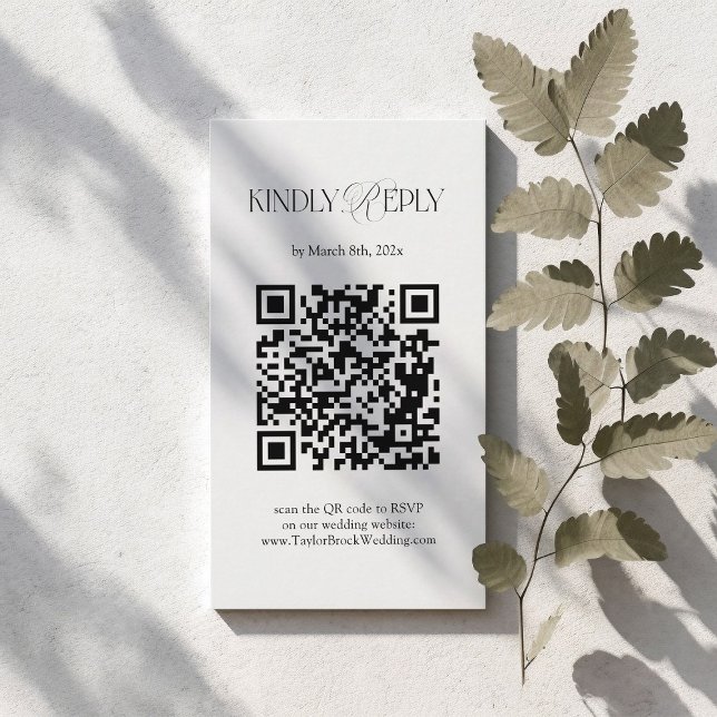 D'accompagnement Carte de réponse de mariage noir et blanc avec QR  (Créateur téléchargé)