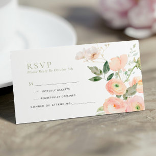 D'accompagnement Carte de réponse de mariage rose pâle et vert saug