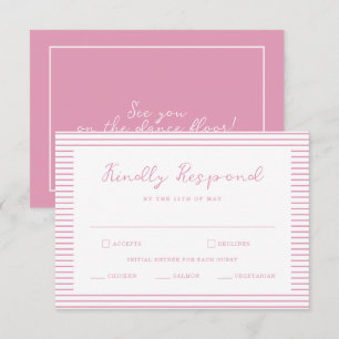 D'accompagnement Carte de réponse de mariage rose rayée Préppy Pivo