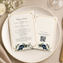 Carte de réponse de mariage Royal Blue Peony avec