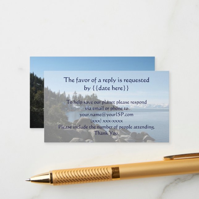 D'accompagnement Carte de réponse Mariage Lake Tahoe (Devant/Arrière en situation)