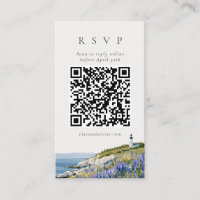 Carte de réponse QR pour mariage au phare de la cô
