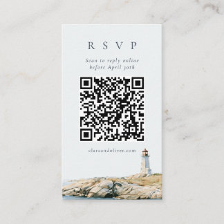D'accompagnement Carte de réponse QR pour mariage au phare en écrit