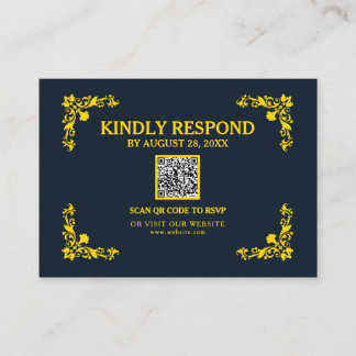 D'accompagnement Carte de réponse QR RSVP Contraste Royal Bleu de m
