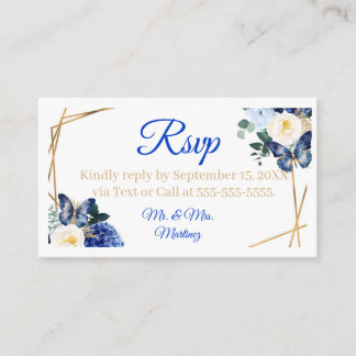 D'accompagnement Carte de réponse Quinceañera Papillon Bleu Royal O
