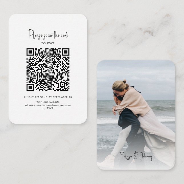 D'accompagnement Carte de réponse RSVP avec code QR de script (Devant / Derrière)