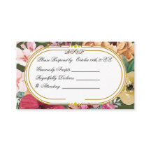Carte de réponse RSVP calligraphie florale Art Nou