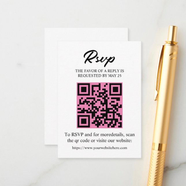 D'accompagnement Carte de réponse RSVP modifiable avec code QR, enc (Devant/Arrière en situation)