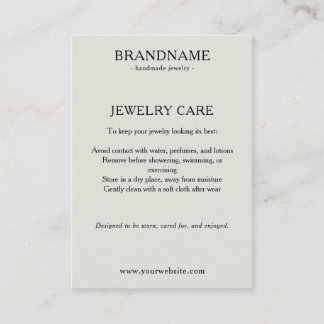 D'accompagnement Carte de soin de bijoux vert minimaliste simple