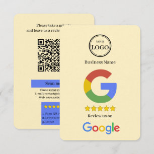 D'accompagnement Carte de visite avec lien QR Code pour avis Google