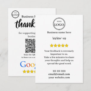 D'accompagnement Carte de visite avec lien QR Code pour avis Google