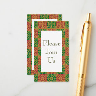 D'accompagnement Carte de visite d'invitation Motif Red Green Holid