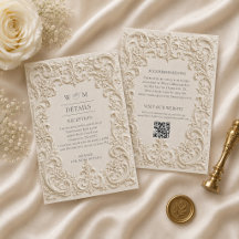 Carte d'encart de mariage baroque élégant vintage