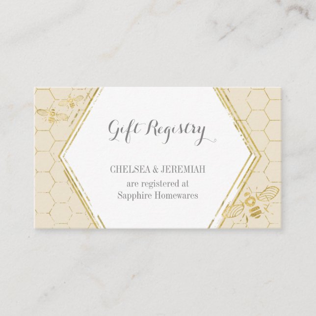 D'accompagnement Carte d'enregistrement cadeau Honey Bee Cream Gold (Devant)