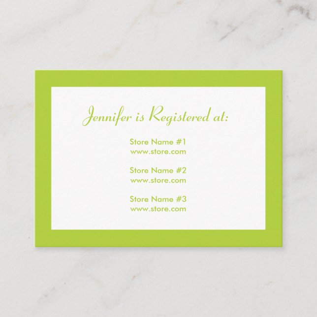 D'accompagnement Carte d'enregistrement de baby shower avec date -  (Devant)