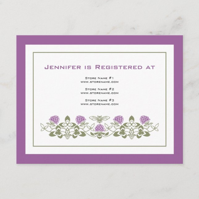 D'accompagnement Carte d'enregistrement de l'abeille Flora (Devant)