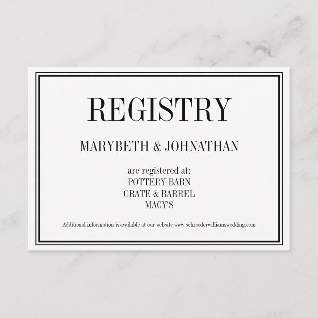 D'accompagnement Carte d'enregistrement de mariage simple et élégan (Devant)