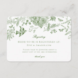 D'accompagnement Carte d'enregistrement florale de Toile vert Insér