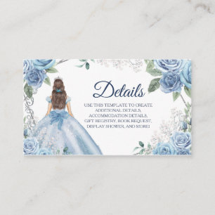 D'accompagnement Carte détaillée Dusty Blue Floral Quinceañera