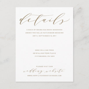 D'accompagnement Carte Détails du Mariage de calligraphie Or