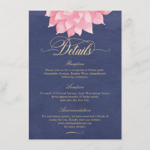 D'accompagnement Carte Détails du Mariage Navy Blush Gold Floral Da