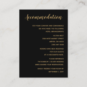 D'accompagnement Carte d'hébergement Black and Gold Calligraphy