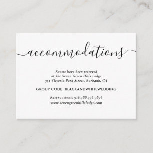 D'accompagnement Carte d'hébergement de l'hôtel Mariage noir et bla