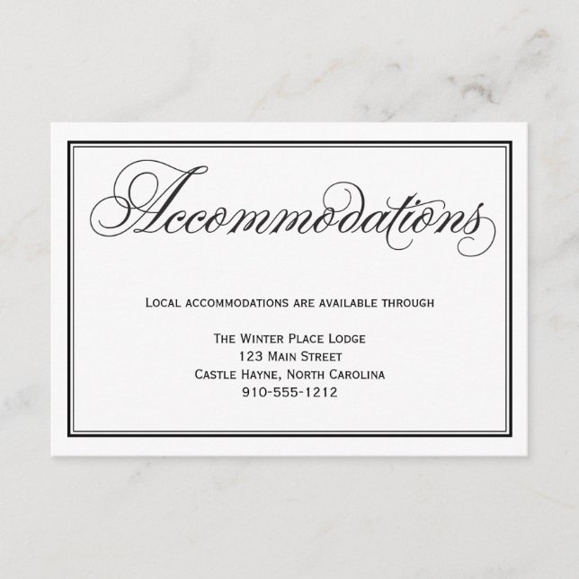 D'accompagnement Carte d'hébergement de mariage à l'écriture callig (Devant)