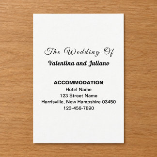 D'accompagnement Carte d'hébergement de mariage en portrait noir et