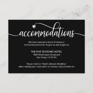 D'accompagnement Carte d'hébergement Mariage en diamant noir blanc
