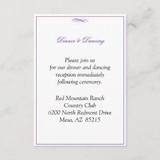 D'accompagnement Carte d'hébergement simple Mariage violet