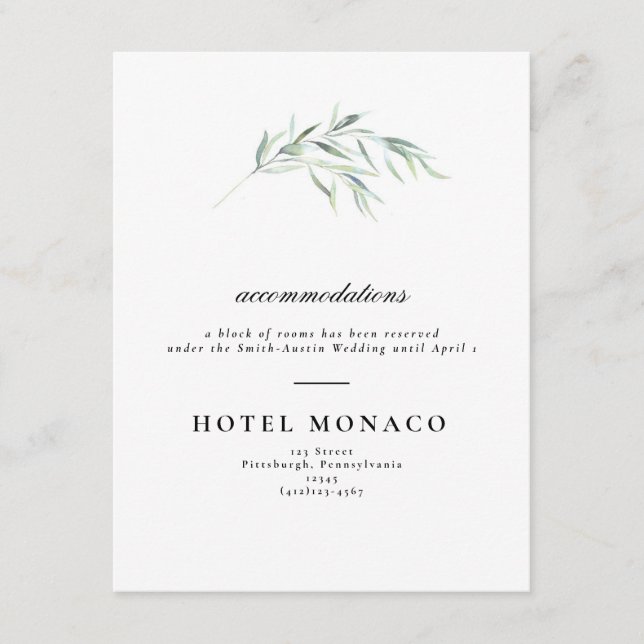 D'accompagnement Carte d'hôtel de mariage à la verdure luxuriante (Devant)