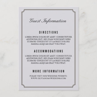 D'accompagnement Carte d'information de l'invité moderne Grey Elega