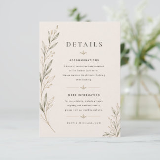 D'accompagnement Carte d'information de mariage à branche d'olivier