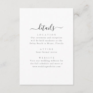 D'accompagnement Carte d'information de mariage élégante et minimal