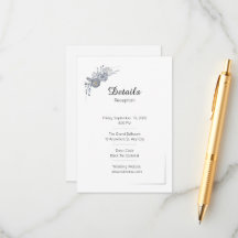 Carte d'information de mariage florale grise éléga