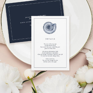 D'accompagnement Carte d'information de mariage Marine Sea Shell Be